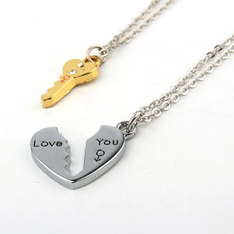 2Pcs European Sliver Plated Key Pendant Necklaces