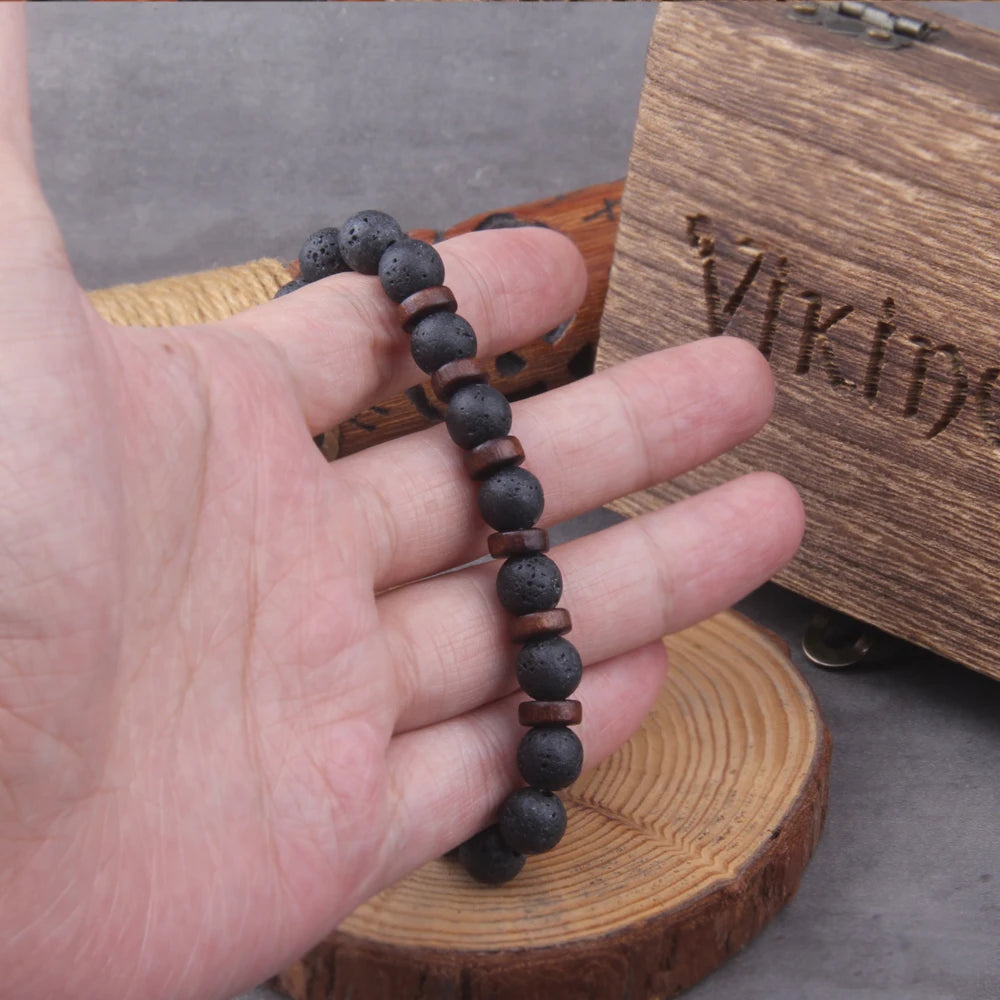 Lava Stone & Wood Yogi Bracelet