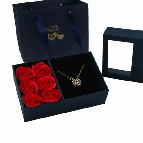 Jewelry Box Romantic 6 Rose Pendants Ring Bracelet