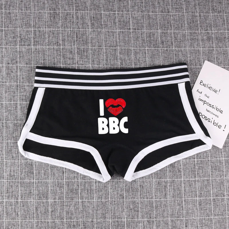 Heart Lips BBC Cotton Boy Shorts Underwear