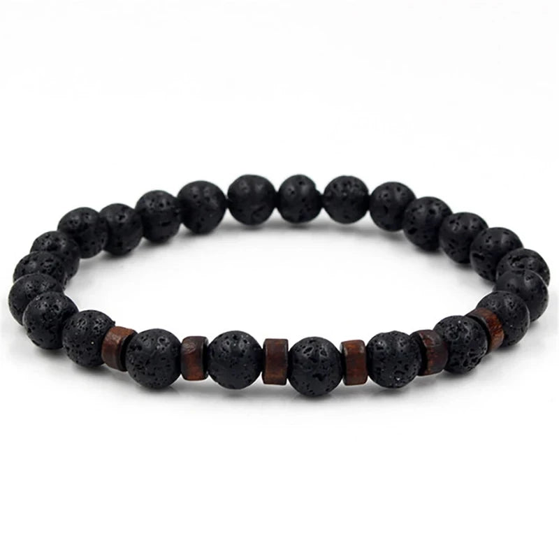 Lava Stone & Wood Yogi Bracelet