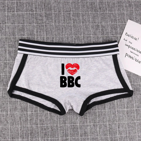 Heart Lips BBC Cotton Boy Shorts Underwear