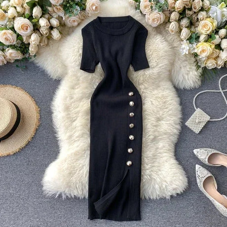 Korean Vintage High Waist Bodycon Dress