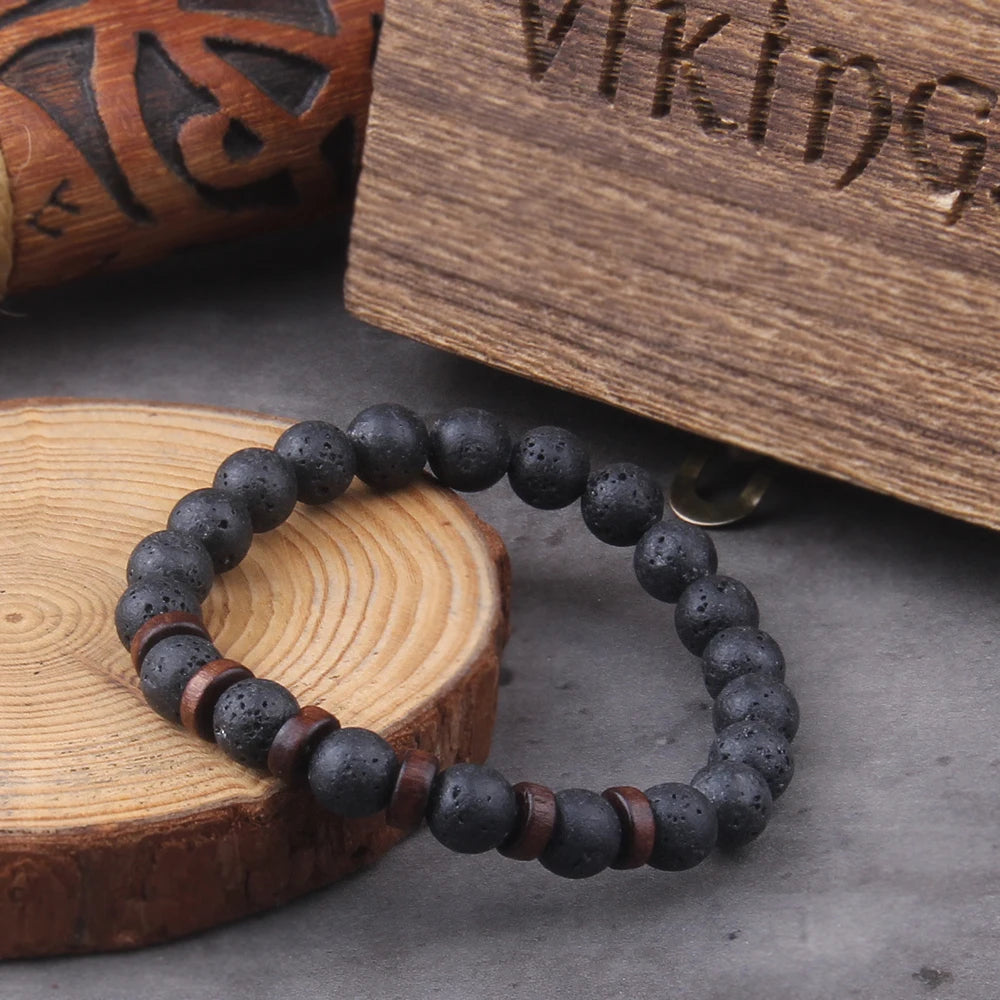 Lava Stone & Wood Yogi Bracelet