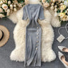 Korean Vintage High Waist Bodycon Dress